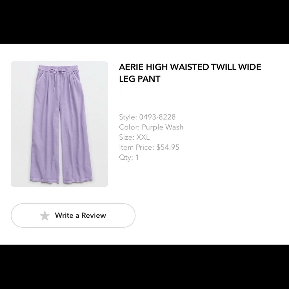 Aerie Twill Wide Leg Pants XXL Purple